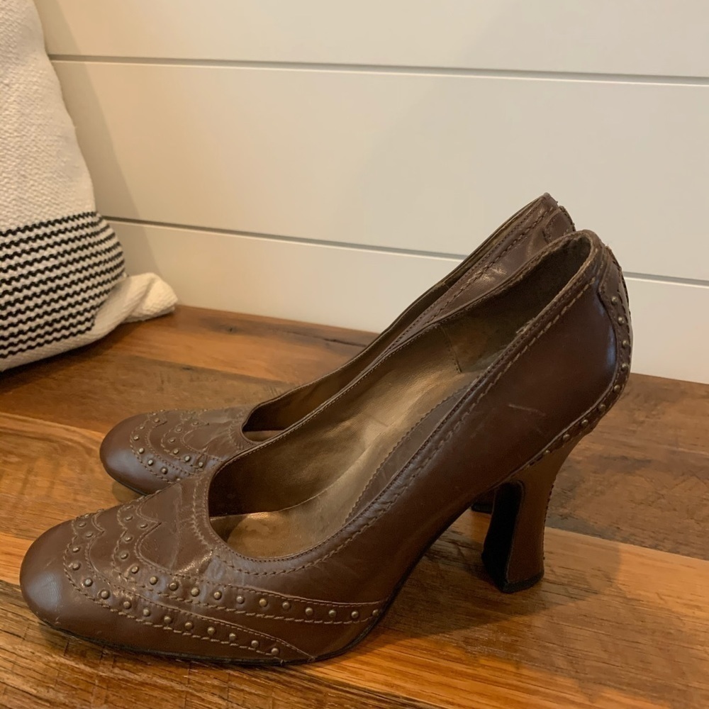 True Meaning Brown Stud Heels